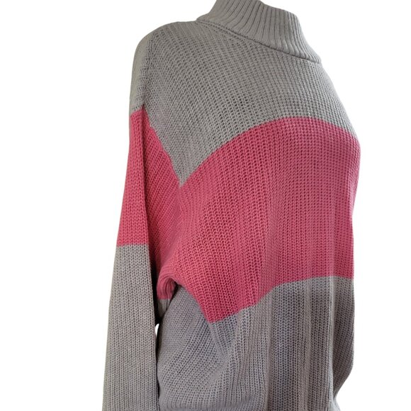 St. John’s Bay Women’s Pink/gray striped Pullover Sweater Size 2XL - Picture 2 of 5